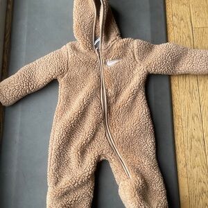 Nike Kids Teddy Fleece Hooded One-Piece in Camel